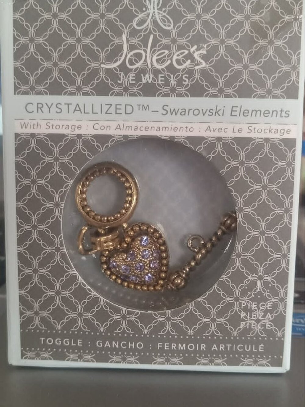 Jolee's crystallized Swarovski elements heart charm toggle